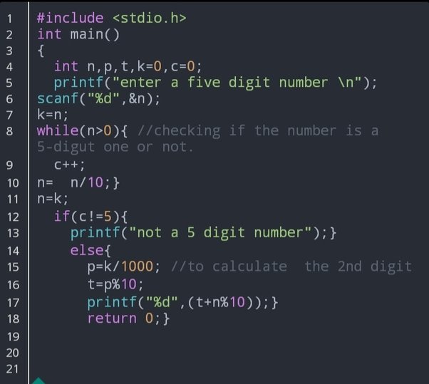 sum of digits of a five digit number