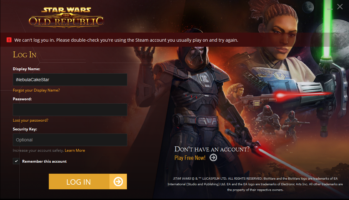 swtor forgot password