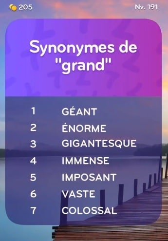 synonyme de grand top 7