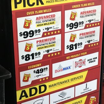 take 5 oil change price