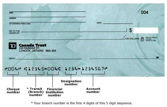 td check account number