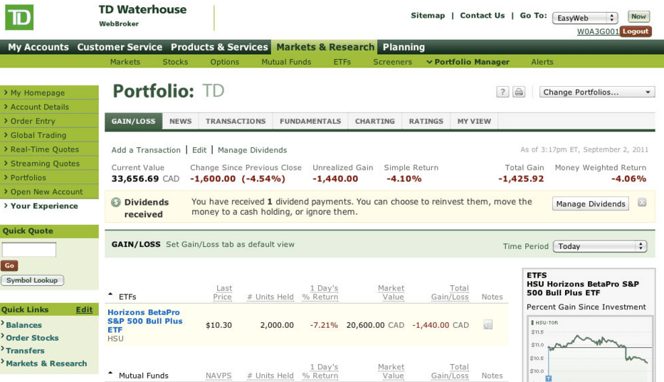 td direct investing contact number