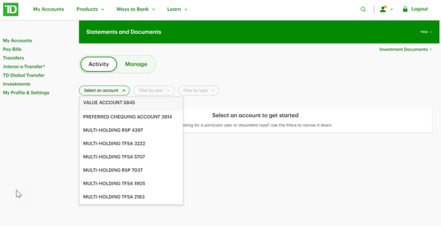 td easyweb login in