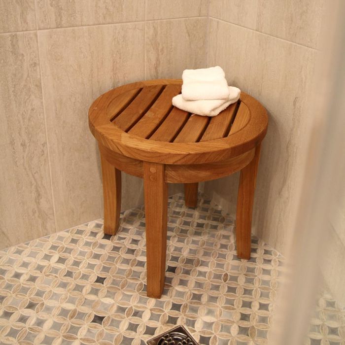 teak shower stool small