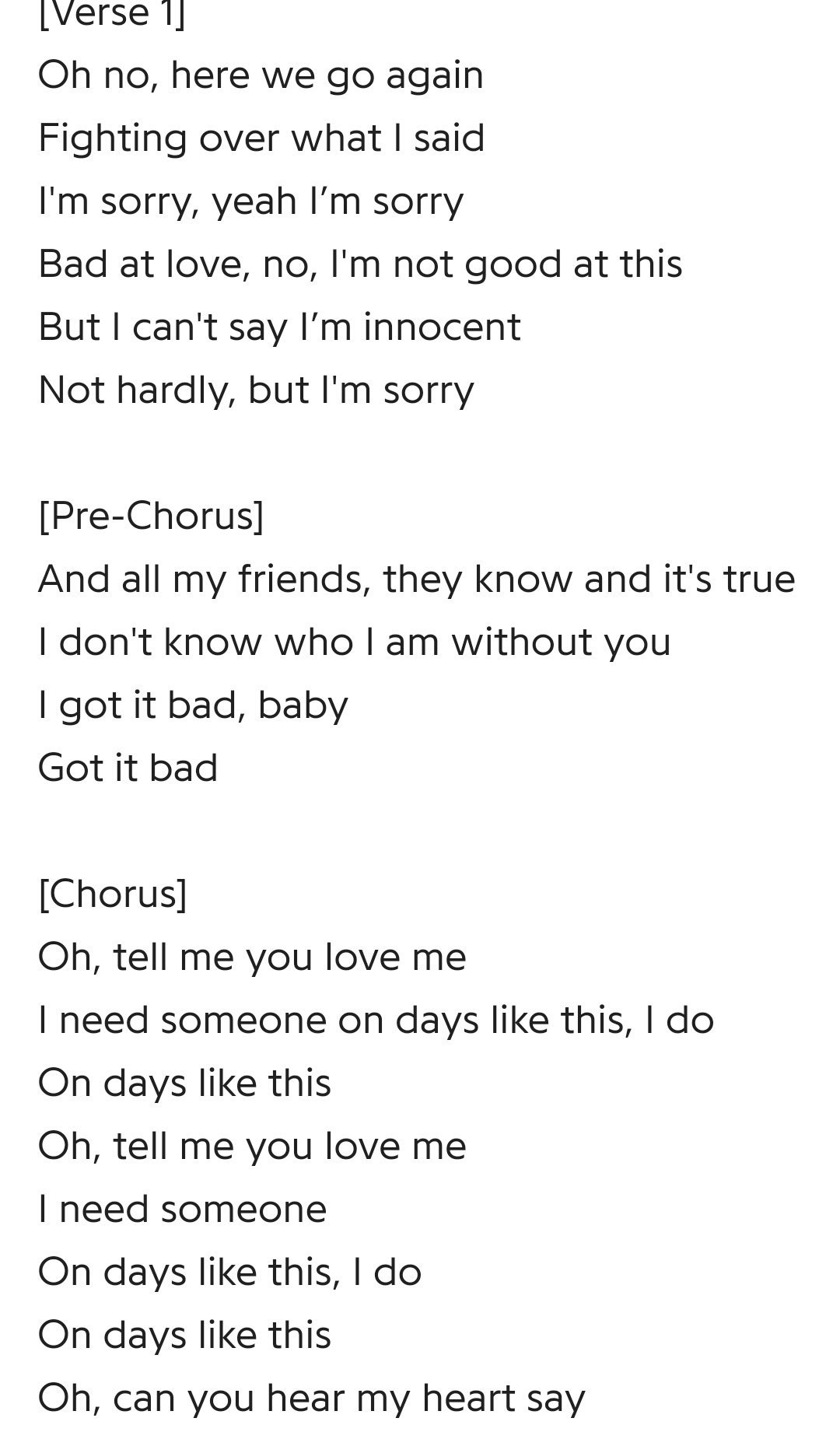 tell me you love me lyrics