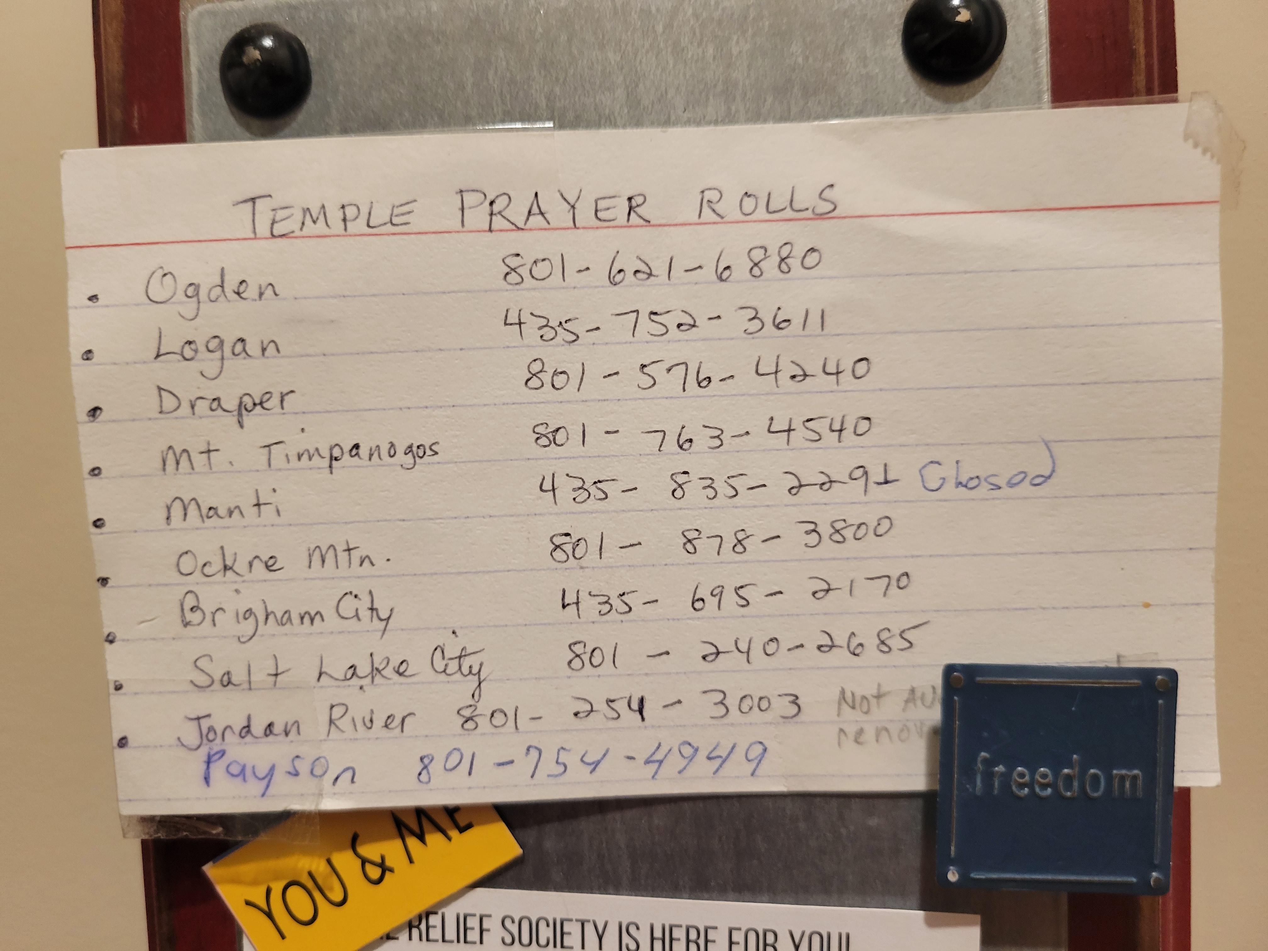 temple prayer roll online