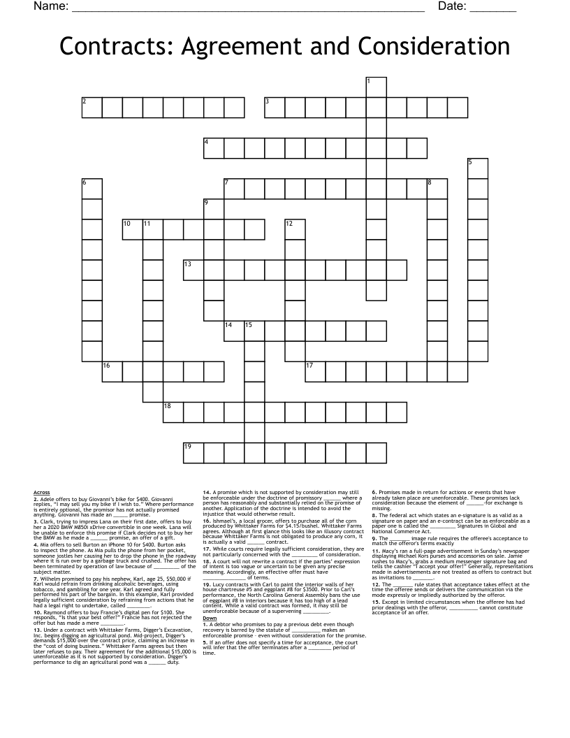 termination of a contract period crossword