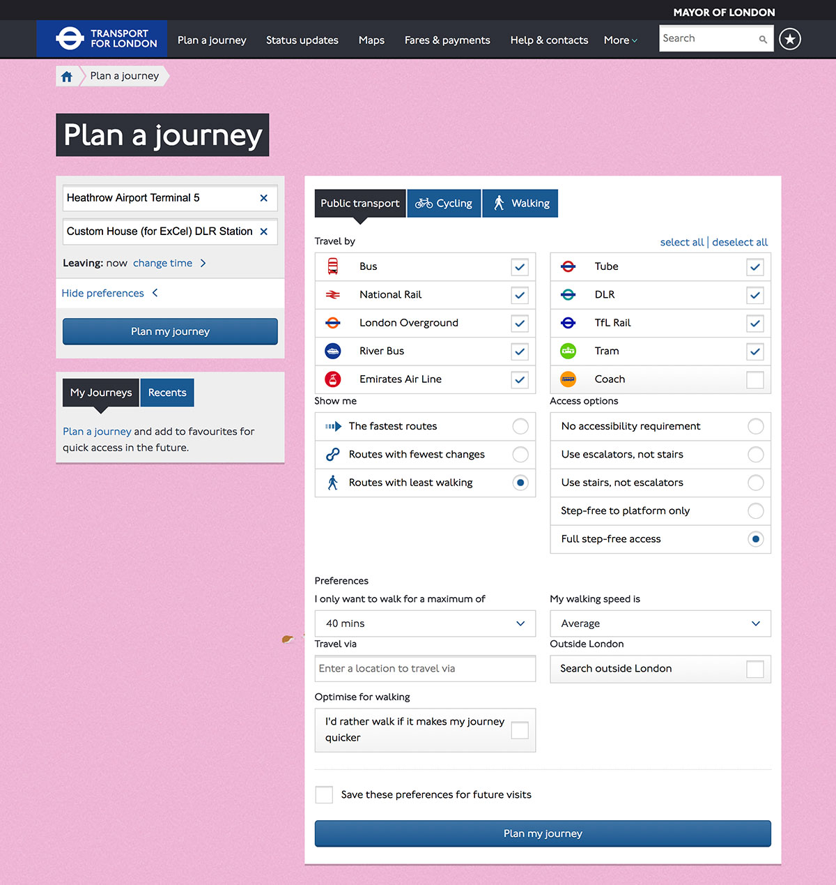 tfl bus journey planner