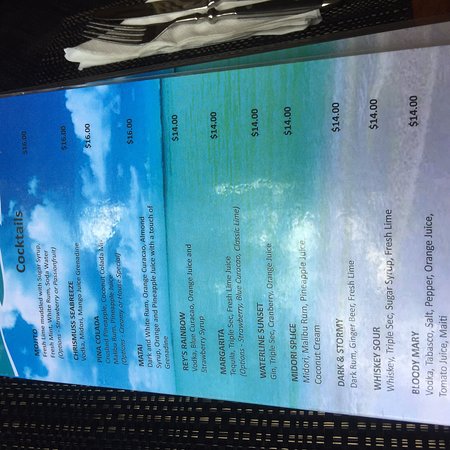 the waterline restaurant and beach bar menu