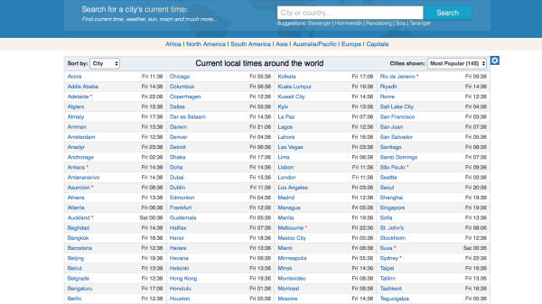 time and date world clock