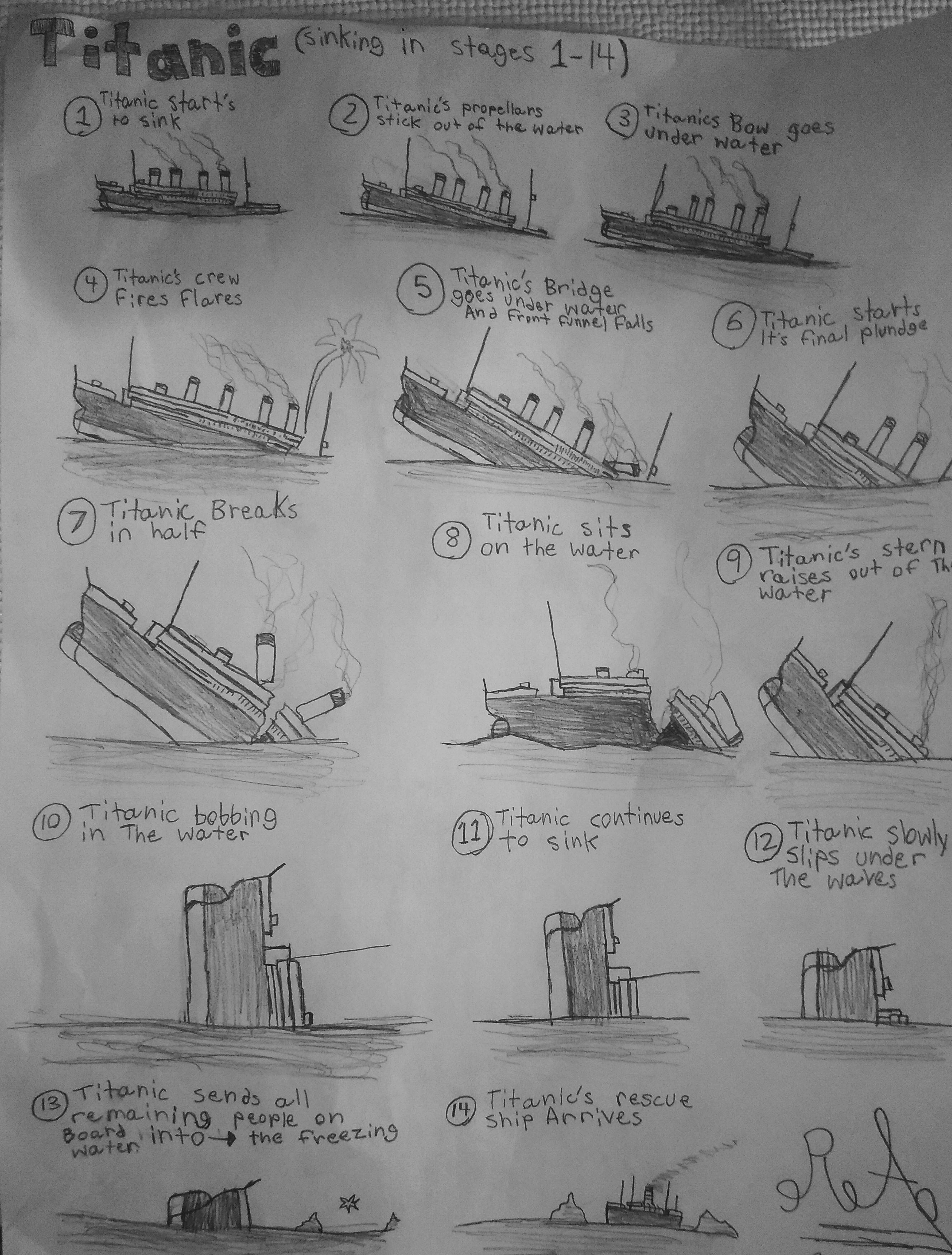 titanic sinking drawing