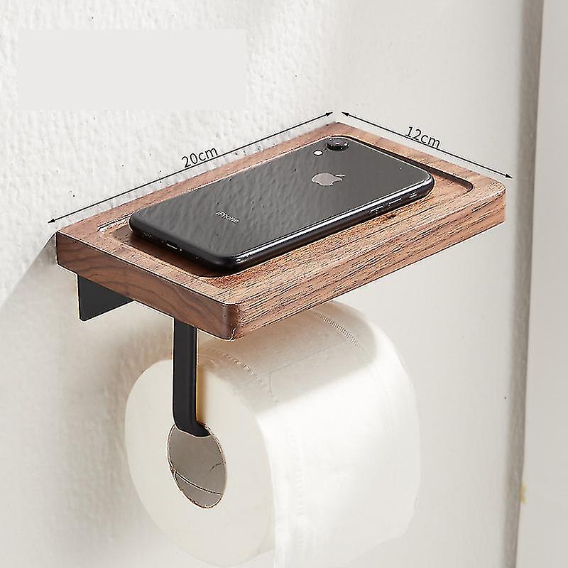 toilet paper holder with wood shelf