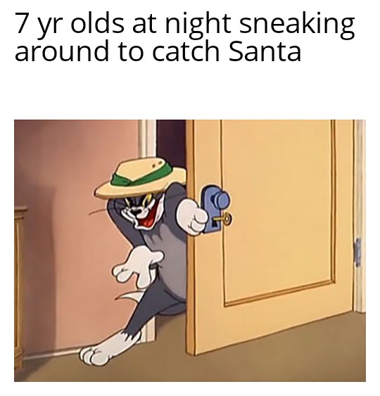 tom sneaking in door meme