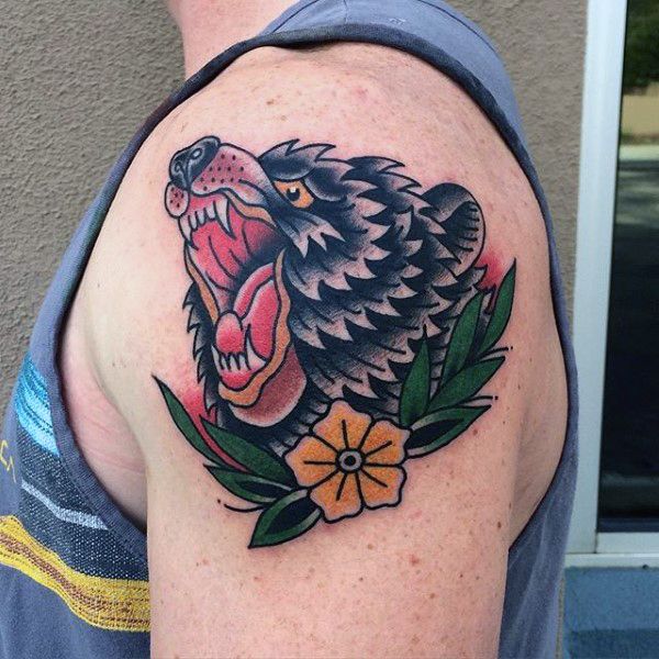 trad bear tattoo