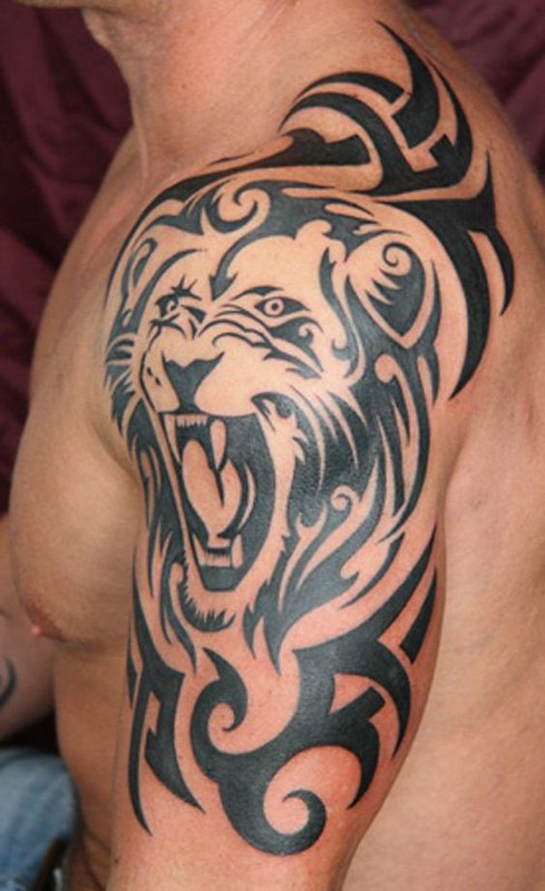 tribal lion tattoo