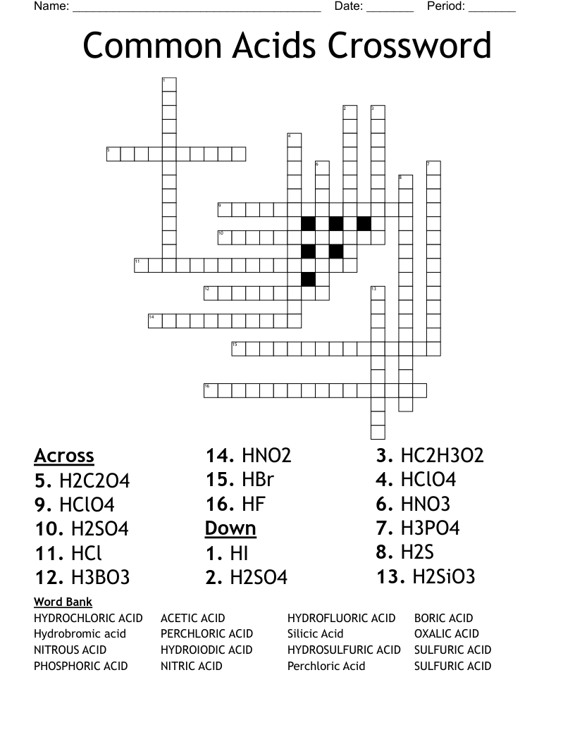 type of acid crossword clue