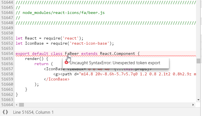 uncaught syntaxerror unexpected token export