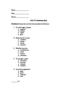 unit 1 vocabulary level e