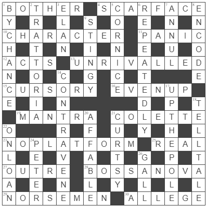 unrivalled crossword clue