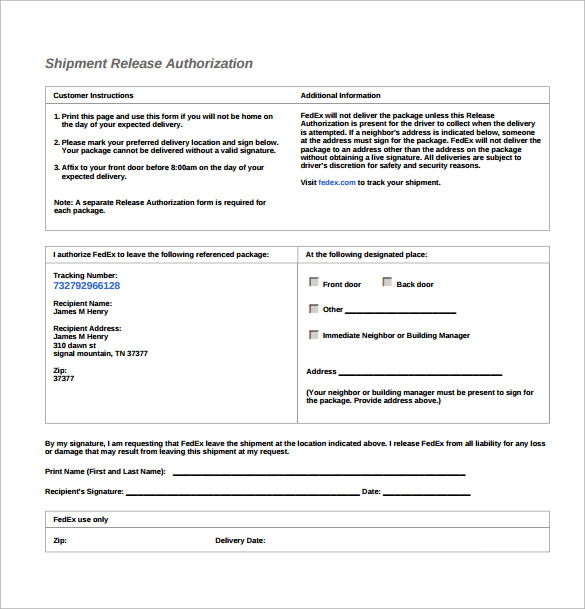 ups delivery signature release form