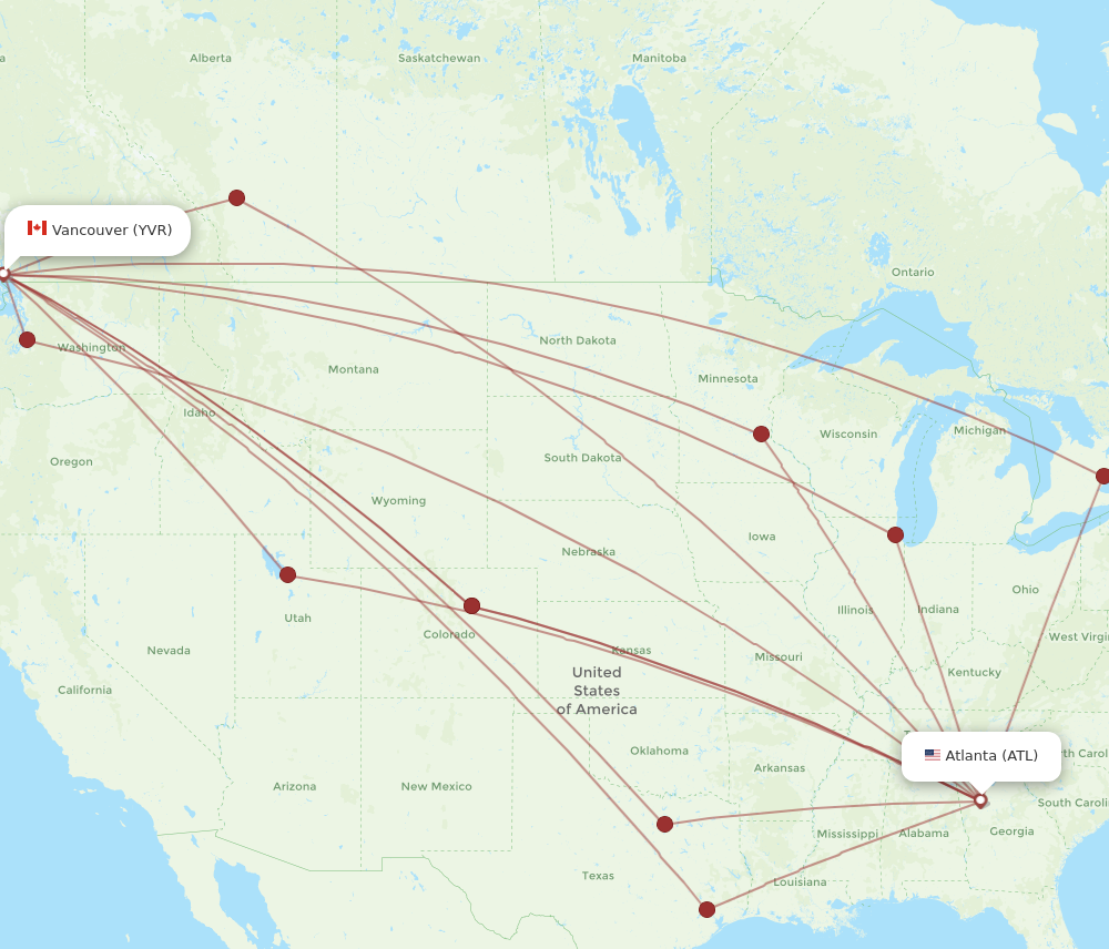 vancouver to atlanta flight time