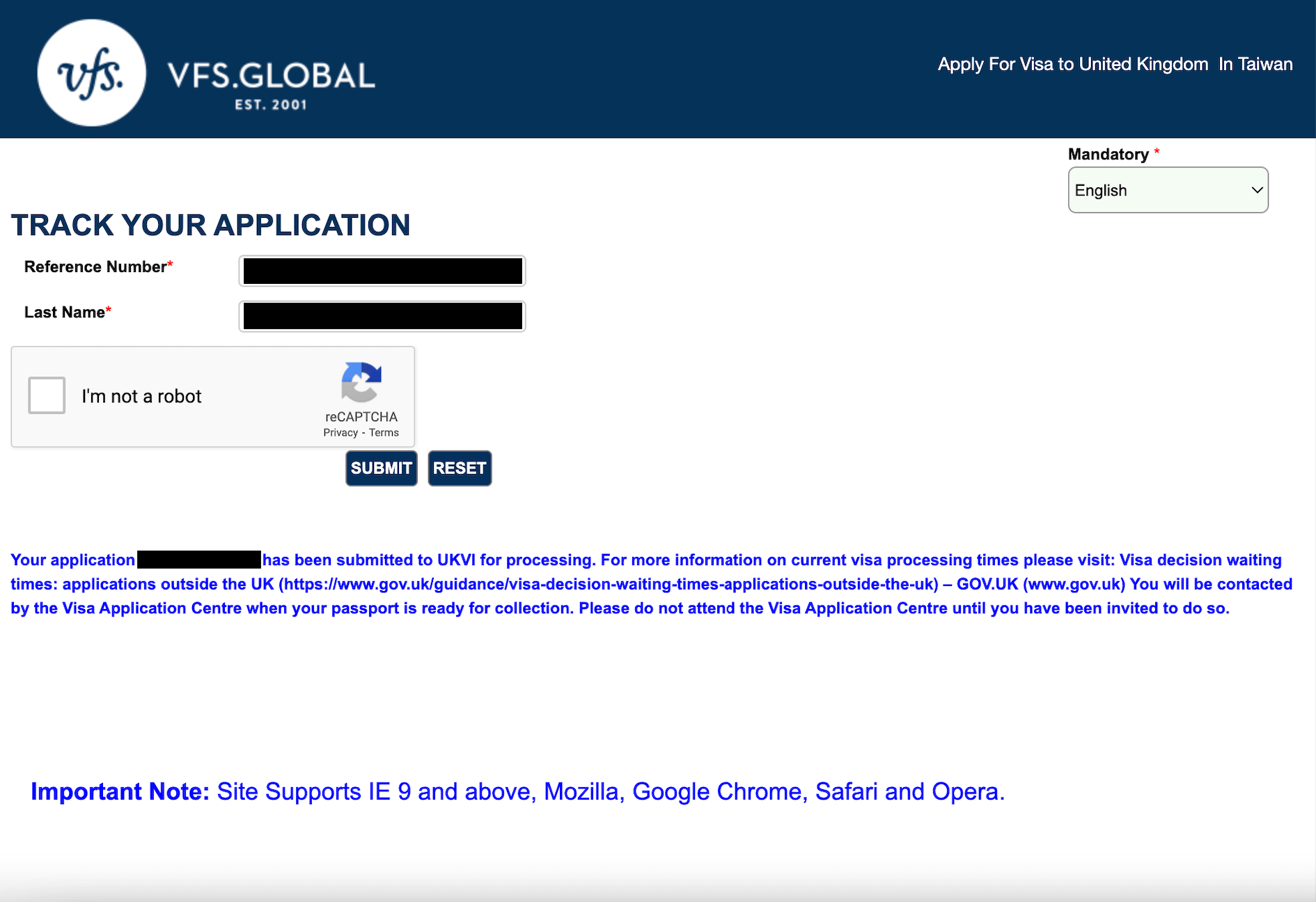 vfs global schengen visa tracking