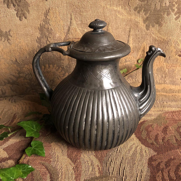 victorian pewter teapot