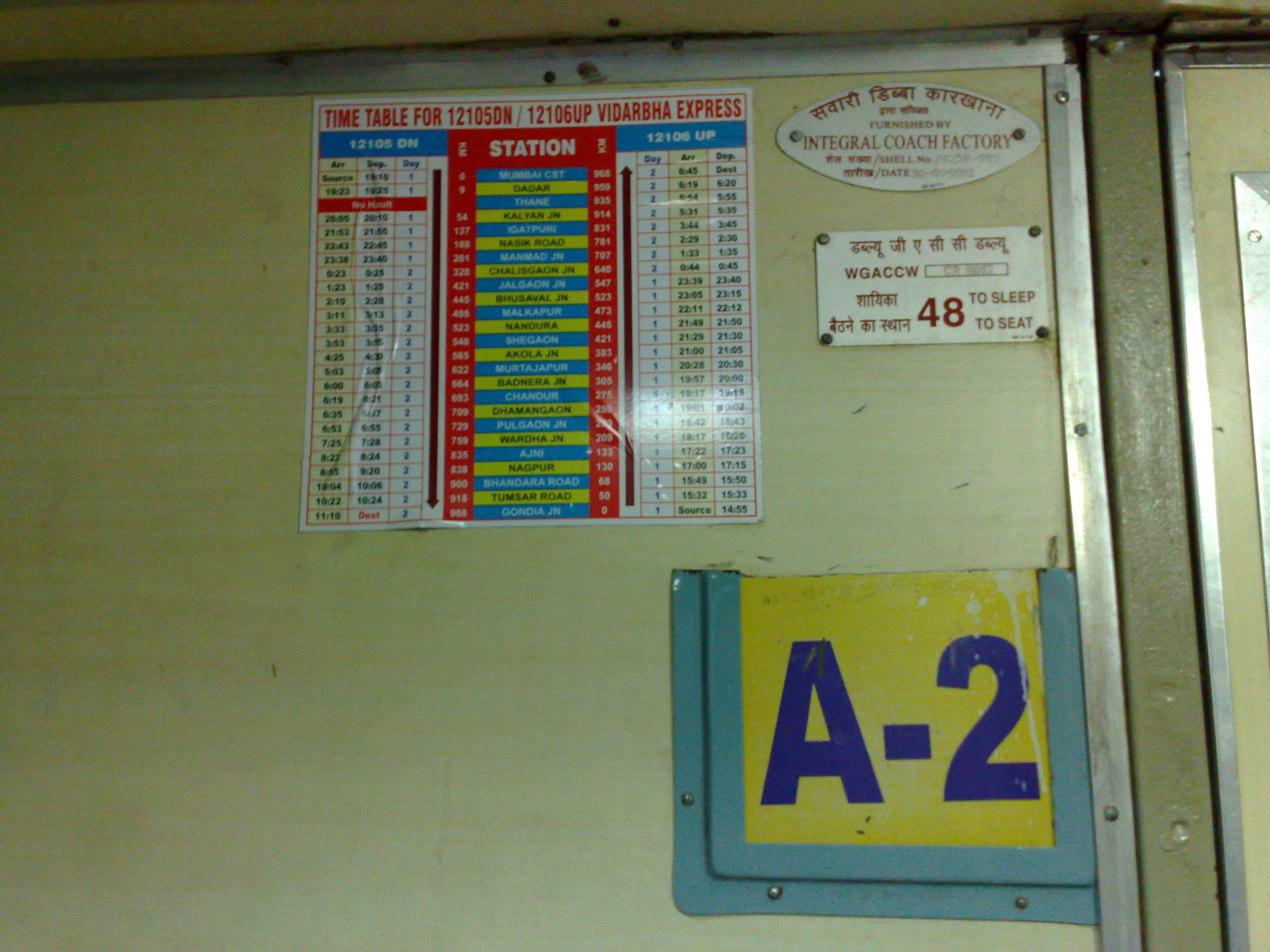 vidarbha express time table