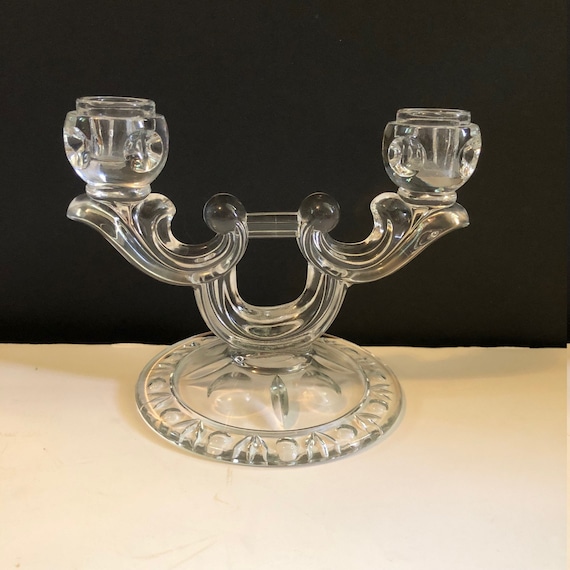 vintage clear glass candlesticks