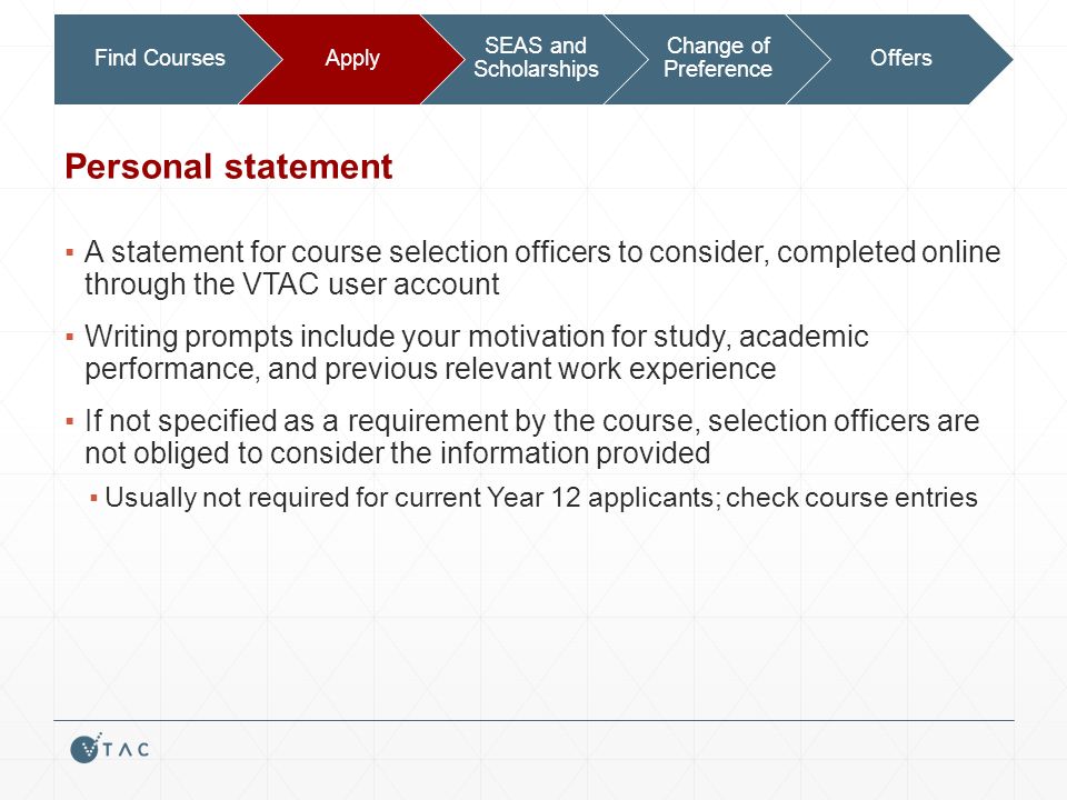 vtac personal statement example