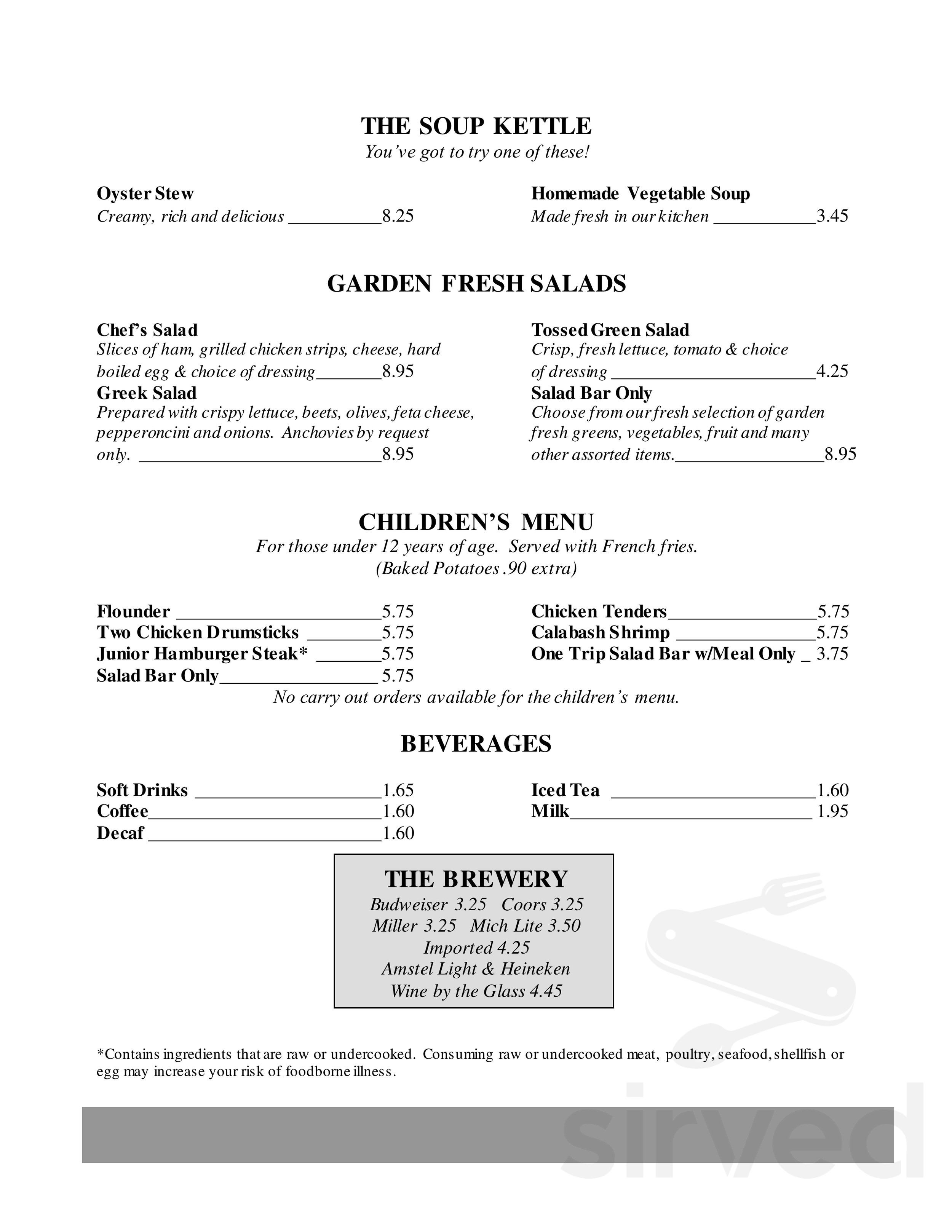 wagon wheel restaurant fort lawn sc menu