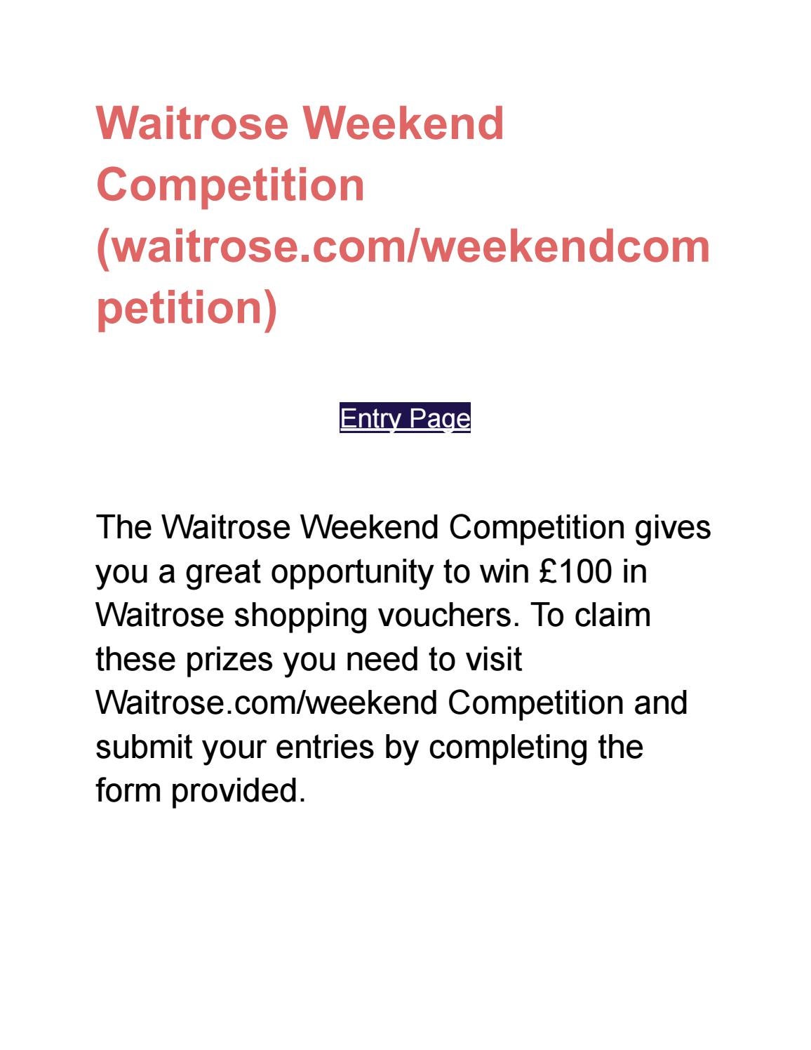 waitrose weekend magazine competition