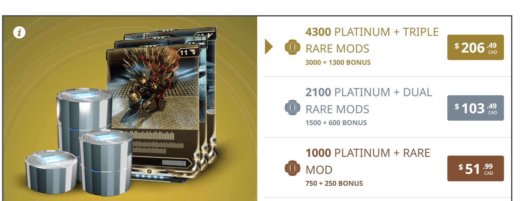 warframe platinum price