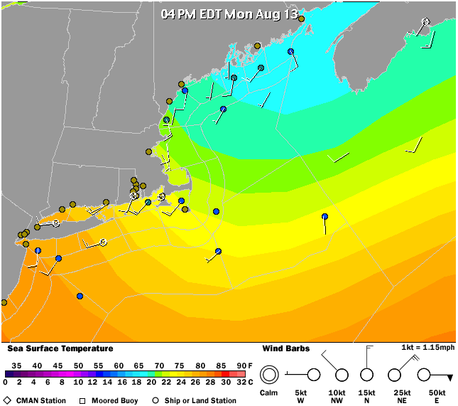 water temperature of long island sound