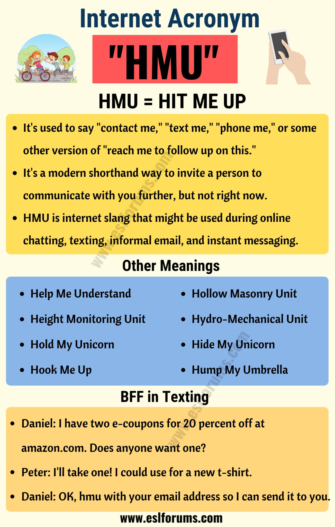 what is the meaning of hmu in text