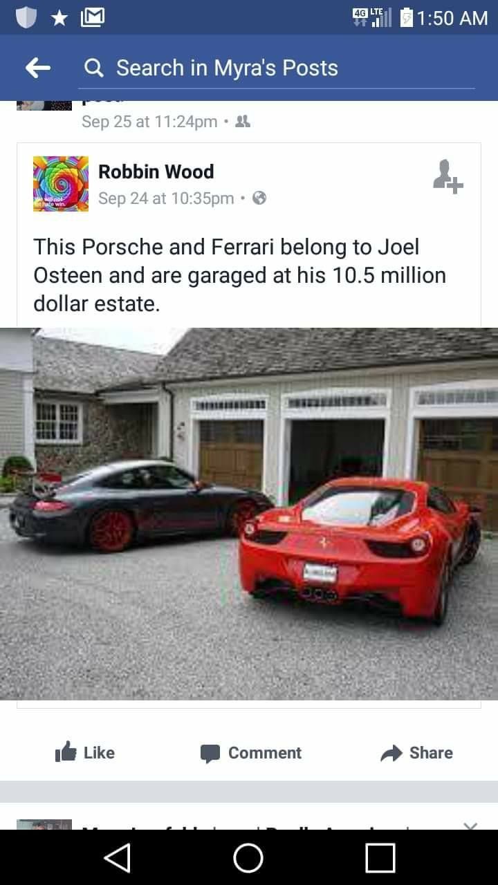 what kind of car does joel osteen drive