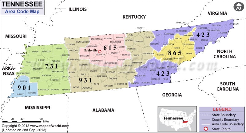 where is area code 931 located in usa