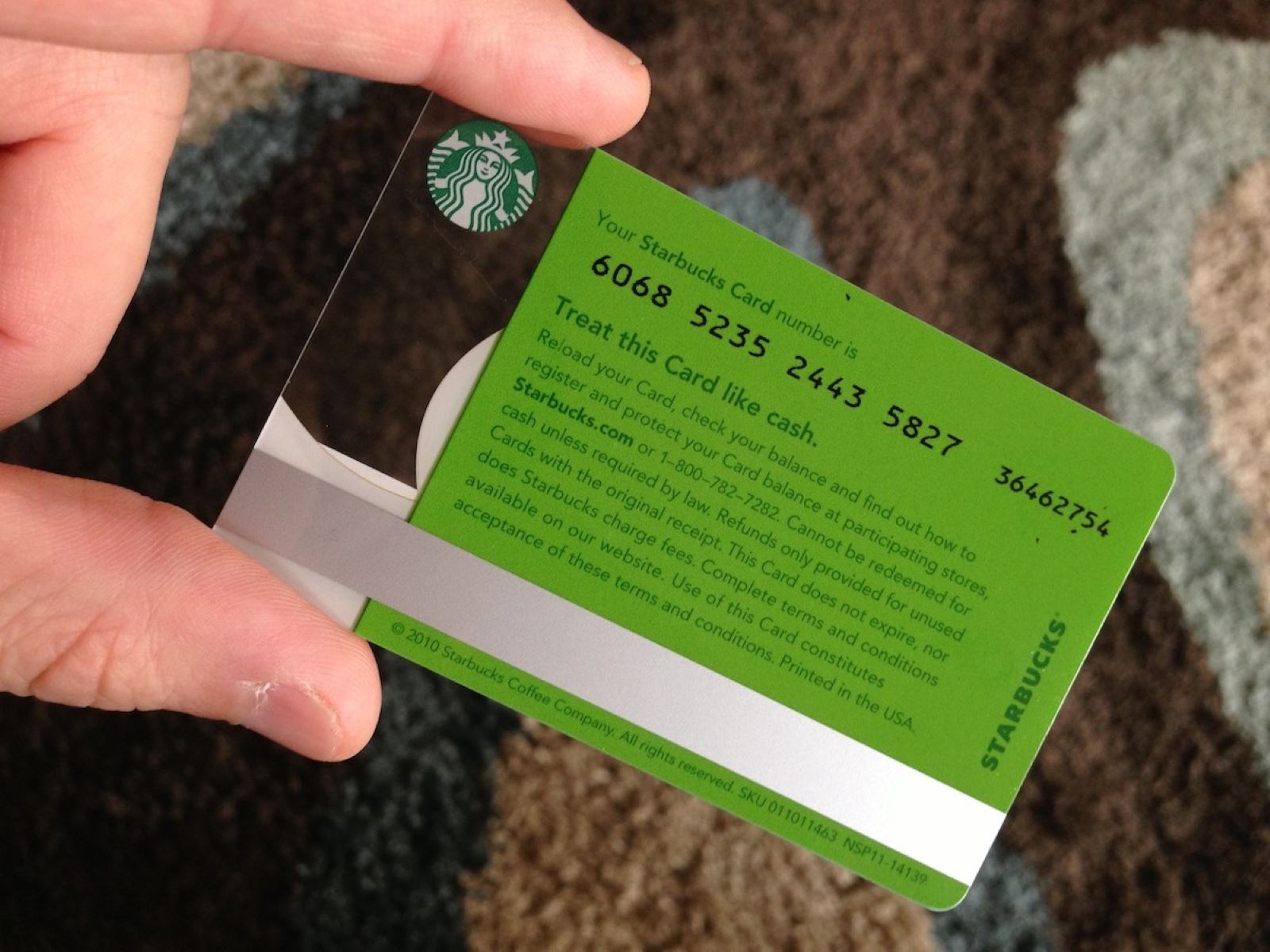 where is starbucks security code on card