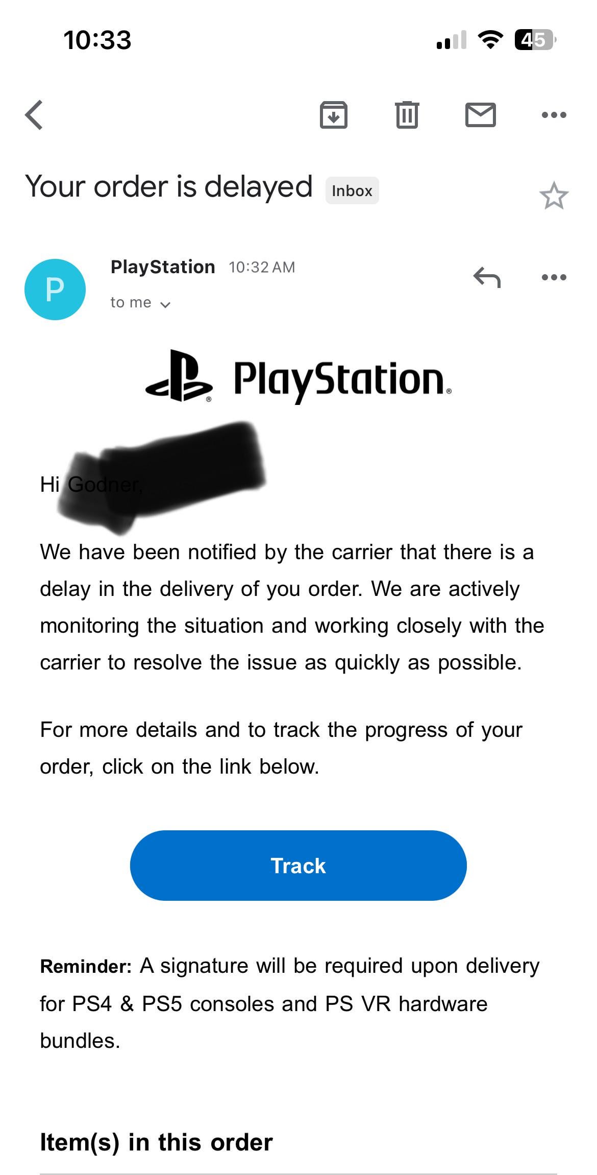 why is my ps5 delayed