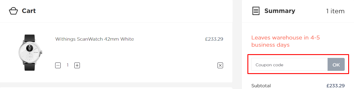 withings coupon code uk