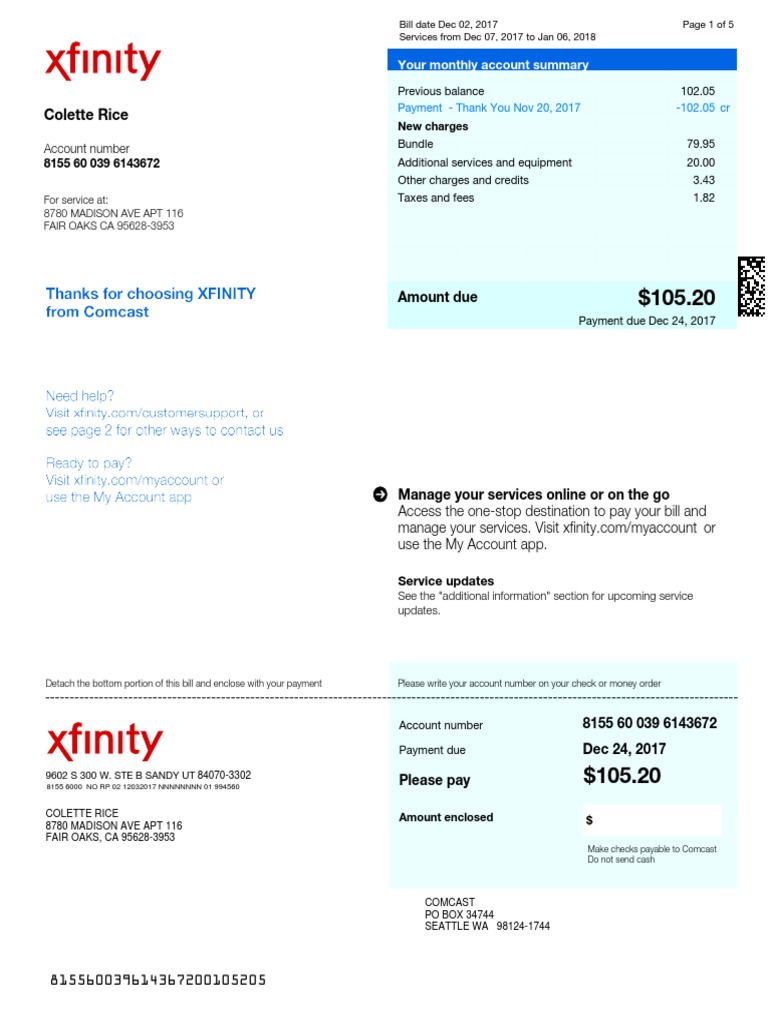 xfinity phone bill pay