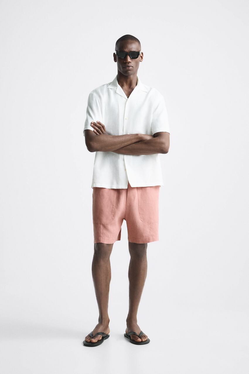 zara linen shorts